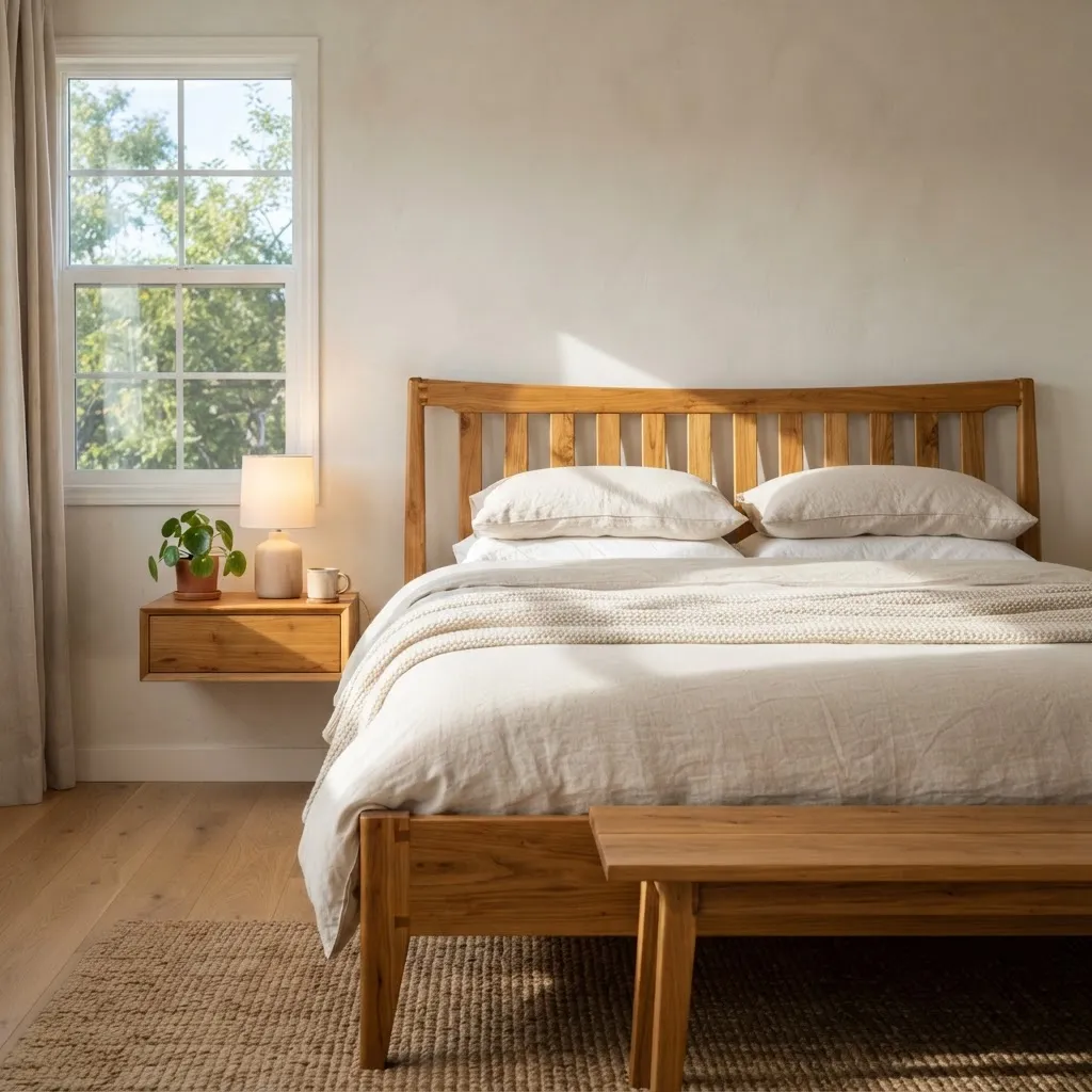 Handcrafted teak beds